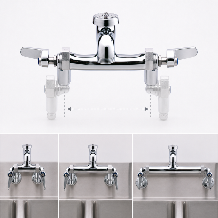 Product image #3 for T&S Brass B-0670-POL Adjustable-Center Service Sink / Mop Sink Faucet with Vacuum Breaker Nozzle