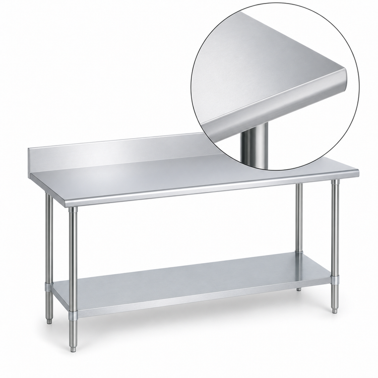 Product image #3 for Duke Deluxe 316 Series Stainless Steel Work Table with 5-Inch Riser, 120 x 36 Inches, Galvanized Undershelf