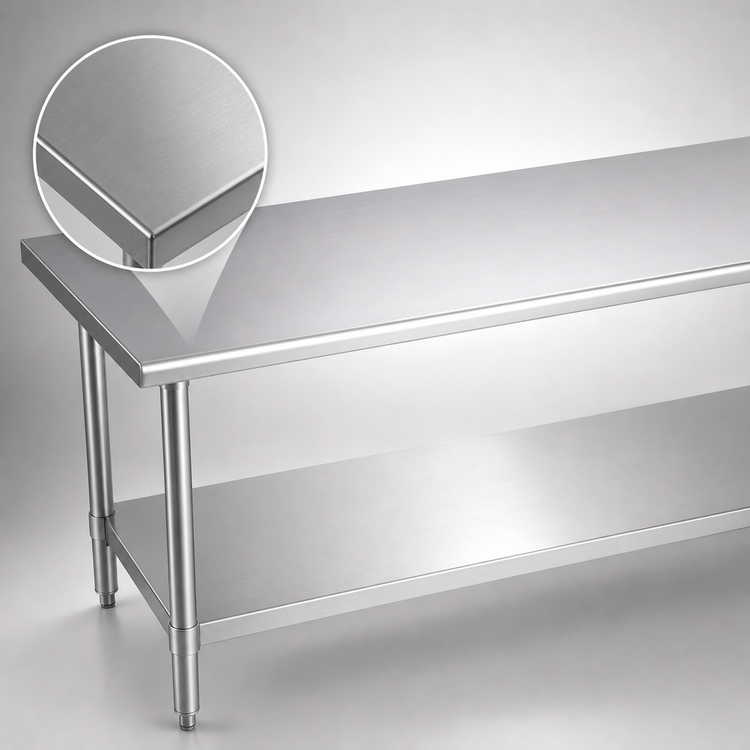 Product image #3 for Duke Manufacturing 72-Inch x 30-Inch Stainless Steel Work Table with Undershelf, Flat Top