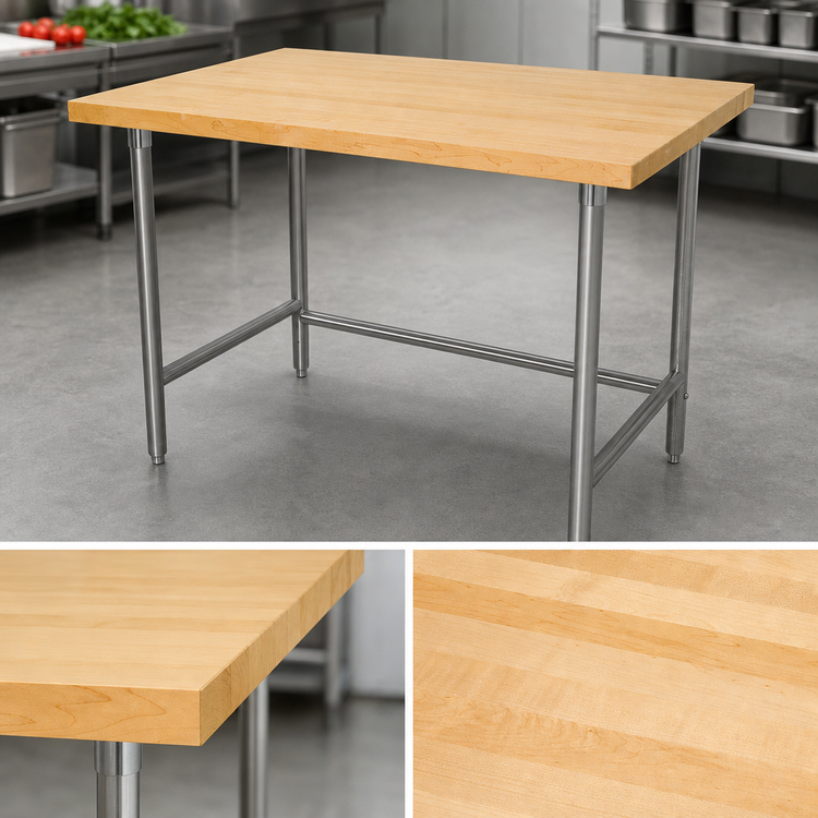 Product image #4 for 60-Inch x 36-Inch Laminated Hard Maple Top Work Table with Stainless Steel Base