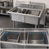 Thumbnail image #3 for Omcan 2-Compartment Pot Sink with 18 x 18 x 11-Inch Bowls, 304 Stainless Steel, Galvanized Legs