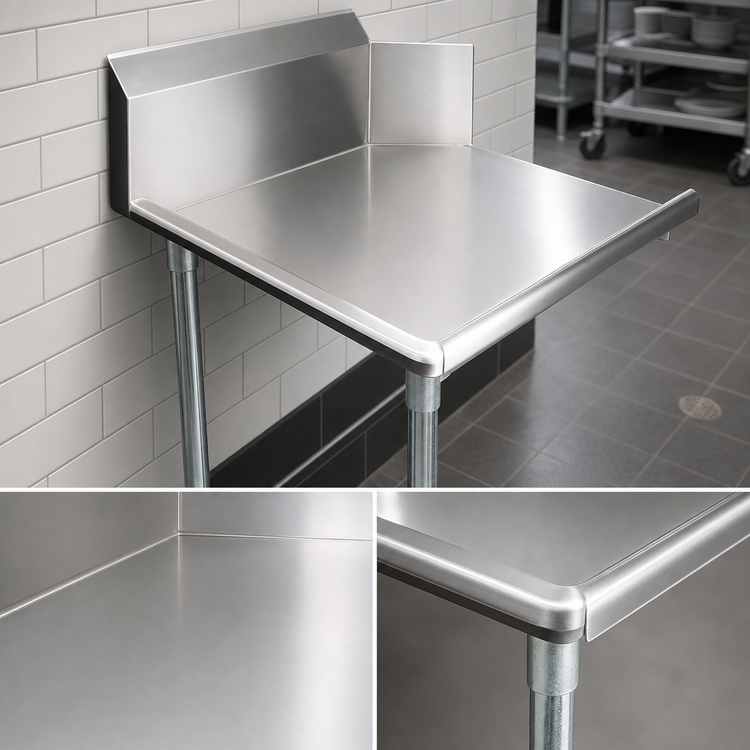 Product image #3 for BK Resources 72" Straight Clean Dish Table with 10" Backsplash, Right-to-Left Operation, 304 Stainless Steel Top, Galvanized Legs