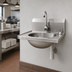 Thumbnail image #3 for Eagle Group Wall-Mount Hand Sink with Battery-Powered Electronic Eye Gooseneck Spout, Soap Dispenser, Basket Drain, 304 Stainless Steel