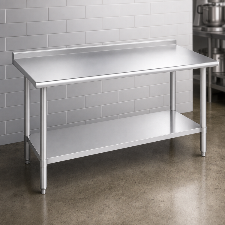 Product image #3 for Duke 30 x 30 Inch Square Stainless Steel Work Table with 1-1/8 Inch Straight Riser and Stainless Undershelf
