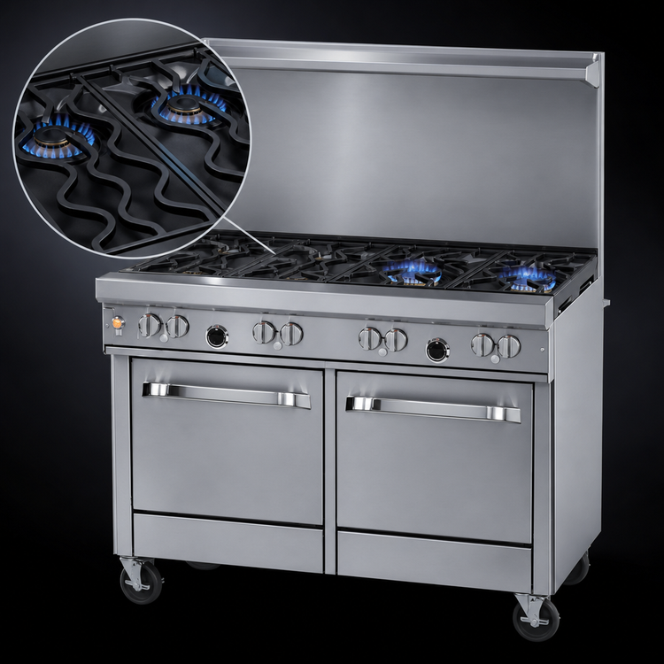 Product image #3 for Southbend Ultimate 48-Inch Commercial Gas Restaurant Range with 2 Non-Clog Burners, 36-Inch Griddle, Convection Oven and Cabinet Base