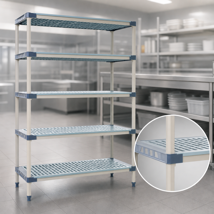 Product image #3 for MetroMax 4 48"W x 21"D x 74"H Rust-Proof Add-On Polymer Shelving Unit with 5 Shelves