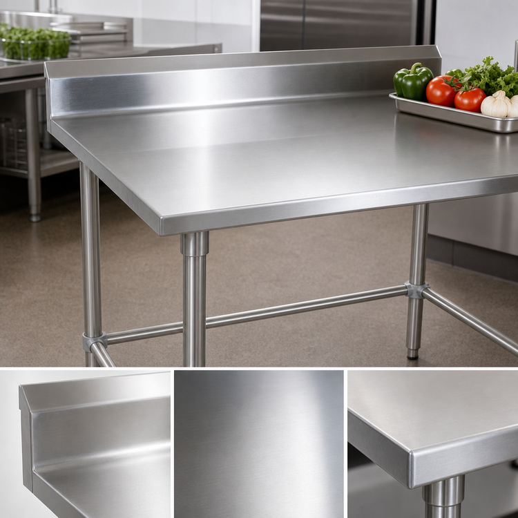 Product image #3 for John Boos Stallion Corner Stainless Steel Work Table with 5-Inch Backsplash, 30 x 24 Inches