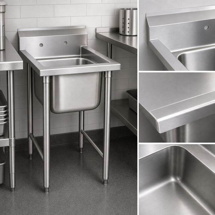 Product image #3 for Eagle Group 314 Series 1-Compartment Stainless Steel Sink with 18-Inch Left Drainboard and 9-1/2-Inch Backsplash