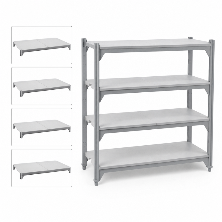 Product image #4 for Cambro Camshelving Premium 4-Shelf Solid Shelf Kit, 21 x 48 Inches, Speckled Gray