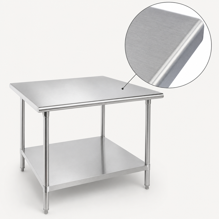 Product image #3 for Advance Tabco 30 x 30 Inch Square Stainless Steel Flat Top Work Table with Adjustable Undershelf