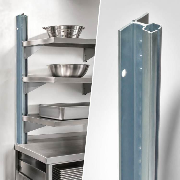 Product image #3 for Aluminum Standard Upright for Wall-Mounted Cantilever Shelving, 84 Inch