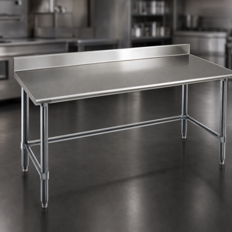 Product image #3 for Deluxe Series 120-Inch x 36-Inch Stainless Steel Work Table with 4-1/2-Inch Backsplash and Open Base