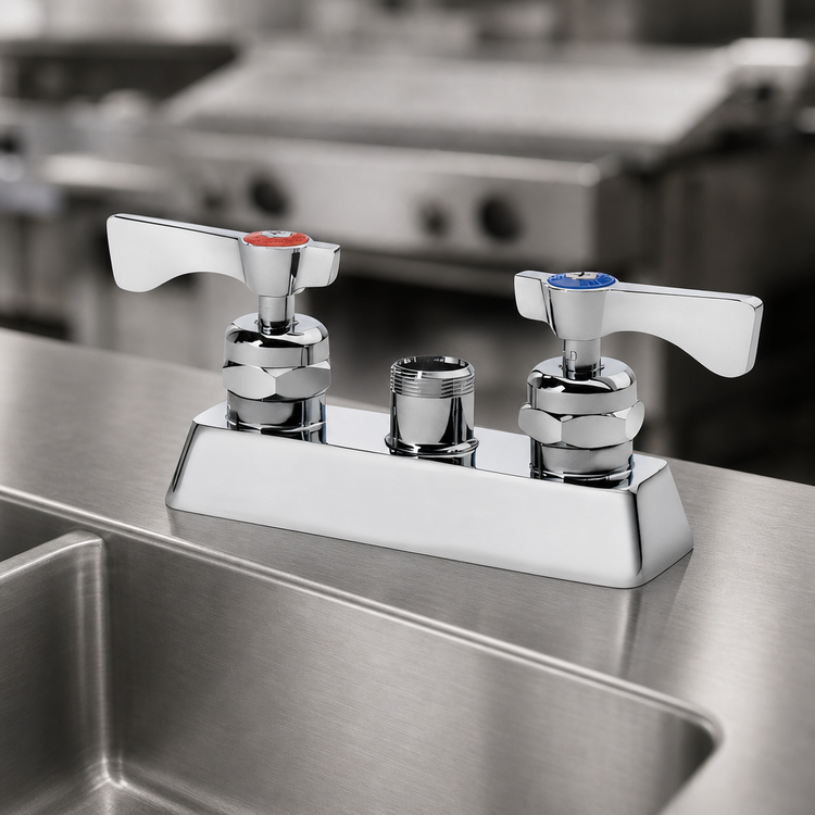 Product image #3 for Krowne Royal Series Low-Lead Deck-Mount Faucet Body, 4" Centers, Without Spout, Ceramic Cartridge Valve