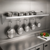 Thumbnail image #3 for John Boos Stallion 132-Inch Wall-Mount Stainless Steel Pot Rack Shelf with 11 Hooks