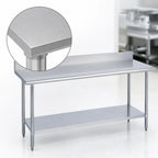 Thumbnail image #3 for Duke Manufacturing 416-3048-5R 16-Gauge 400-Series Stainless Steel Work Table, 5-Inch Riser, Galvanized Undershelf, 30 x 48 Inches