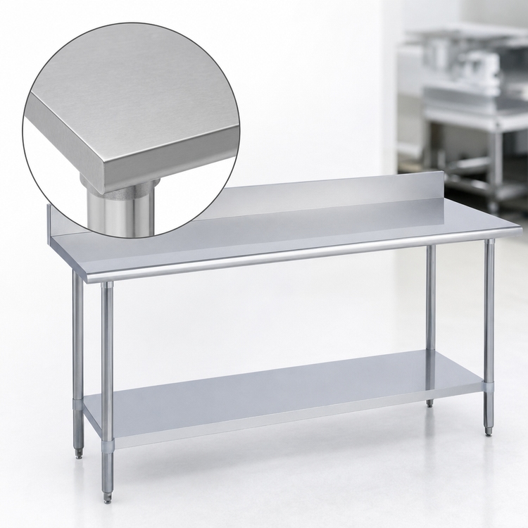 Product image #3 for Duke Standard 416 Series Stainless Steel Work Table with 5-Inch Riser and Galvanized Undershelf, 30 x 48 Inches