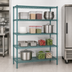 Thumbnail image #3 for Red-i-Pak 4-Tier Stationary Wire Shelving Unit, 60W x 18D x 74H, Blue-Green Hybrid Epoxy Finish