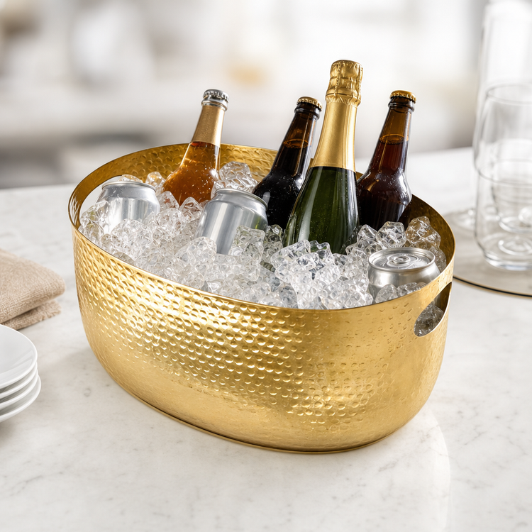 Product image #3 for American Metalcraft 10-Quart Oval Hammered Gold Aluminum Beverage Tub