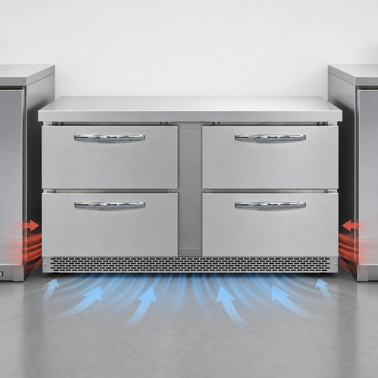 Product image #3 for Continental Refrigerator SWF60N-FB-D 60" Two-Section Work Top Freezer with Drawers