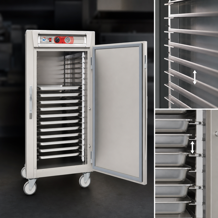 Product image #3 for Metro C5 6 Series 3/4 Height Mobile Heated Holding Cabinet with Solid Doors and Universal Slides