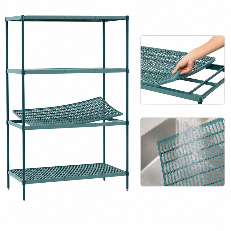 Product image #3 for Metro Super Erecta Pro 4-Shelf Stationary Polymer Shelving Starter Unit, 18 x 24 x 63 Inches