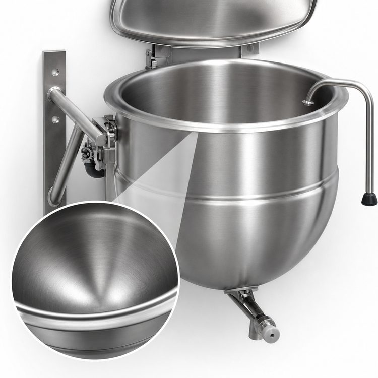 Product image #3 for Legion LTWT-60 60-Gallon Wall-Mounted Stationary Direct Steam Kettle, 2/3-Jacketed