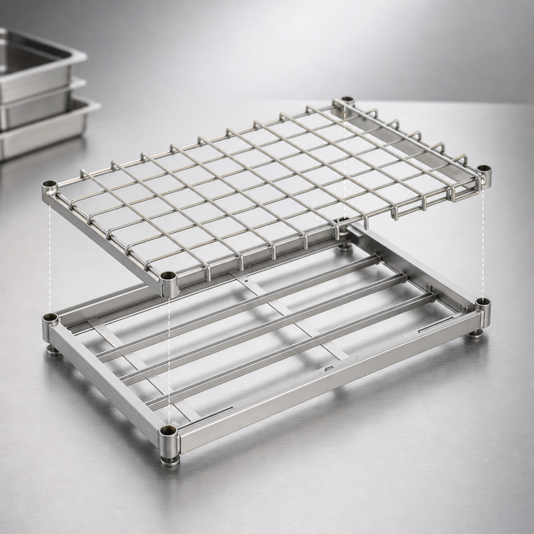 Product image #3 for Eagle Group 48 Inch x 21 Inch Chrome Dunnage Shelf with Removable Wire Mat Assembly