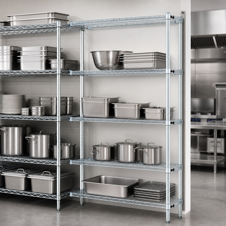 Product image #3 for EAGLEbrite 4-Tier Add-On Wire Shelving Unit, 60 x 24 x 63 Inches, Zinc Finish