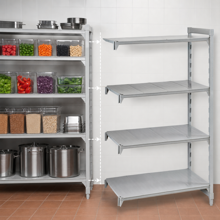 Product image #4 for Cambro Camshelving Premium 4-Tier Solid Add-On Polymer Shelving Unit, 18 x 54 x 72 Inches