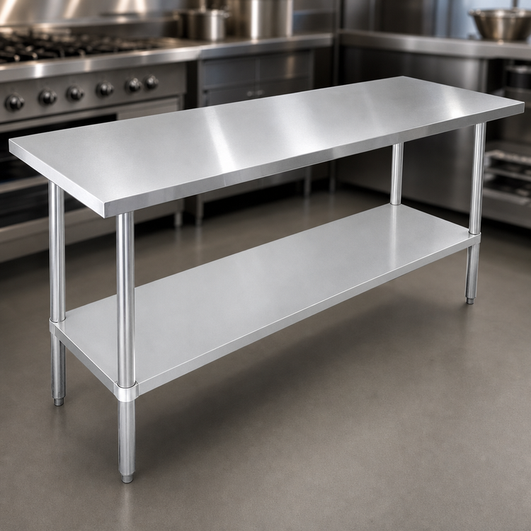 Product image #3 for Sapphire 60-Inch x 30-Inch Stainless Steel Flat Top Worktable with Galvanized Legs and Undershelf