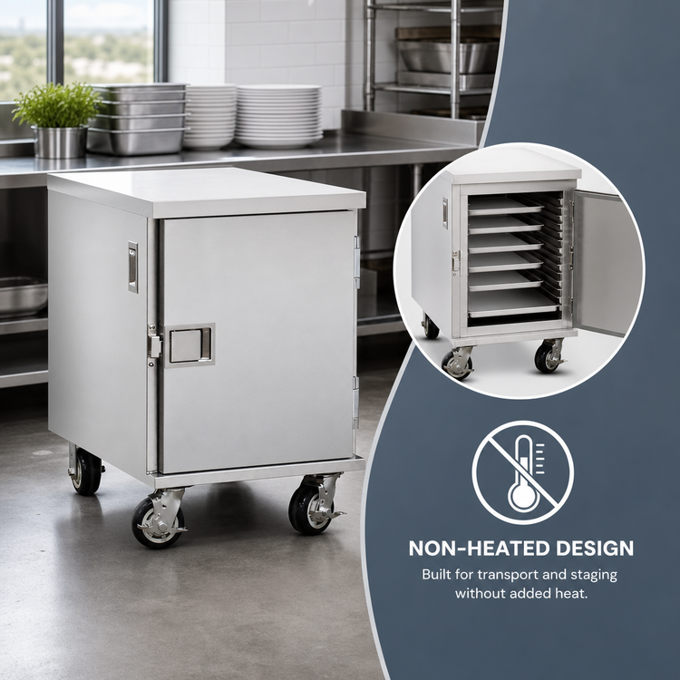 Product image #3 for FWE ETC-1826-7 Stainless Steel Enclosed Under-Counter Transport Cabinet with 7 Removable Slides