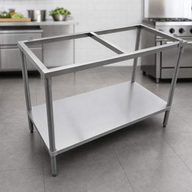 Product image #3 for Stainless Steel Poly-Top Work Table Frame with Undershelf, 72" W x 30" D x 36" H