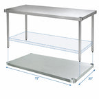 Thumbnail image #3 for Advance Tabco UG-30-72 Galvanized Undershelf for 72 x 30 Inch Commercial Work Tables, 66 x 24 Inch Shelf, 300 lb Capacity