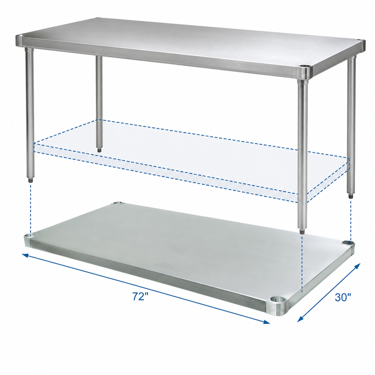 Product image #3 for Advance Tabco Galvanized Undershelf for 72 x 30 Inch Work Tables