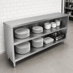 Thumbnail image #3 for John Boos 4DCO6-1884 Open-Front Stainless Steel Dish Cabinet with Mid-Shelf, 84"W x 18"D x 35"H
