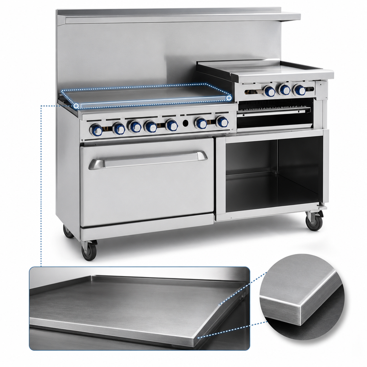 Product image #3 for Imperial Pro Series 60-Inch Gas Restaurant Range with Griddle, Convection Oven, and Open Cabinet Base