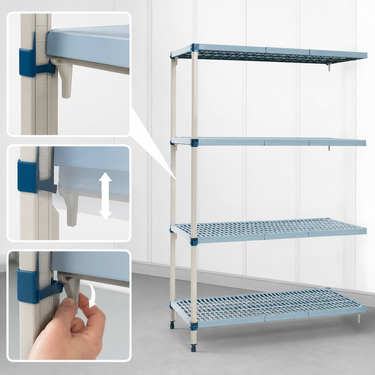 Product image #3 for MetroMax Q 42 Inch W x 24 Inch D x 63 Inch H 4-Shelf Add-On Polymer/Wire Shelving Unit