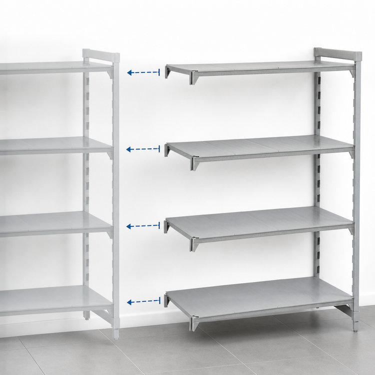Product image #4 for Cambro Camshelving Premium Stationary 54" x 24" x 84" 4-Shelf Solid Add-On Polymer Shelving Unit