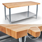 Thumbnail image #3 for John Boos TNS18 Wood Top Work Table, 120 x 36 x 35-3/4 in, 2-1/4 in Maple Top, Stainless Steel Base with Adjustable Undershelf