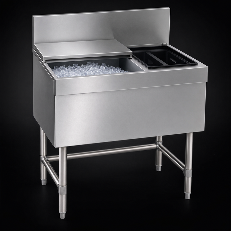 Product image #3 for Eagle Group Spec-Bar Insulated Combo Ice Bin/Bottle Unit, 24 Inch x 19 Inch, 40 lb. Capacity