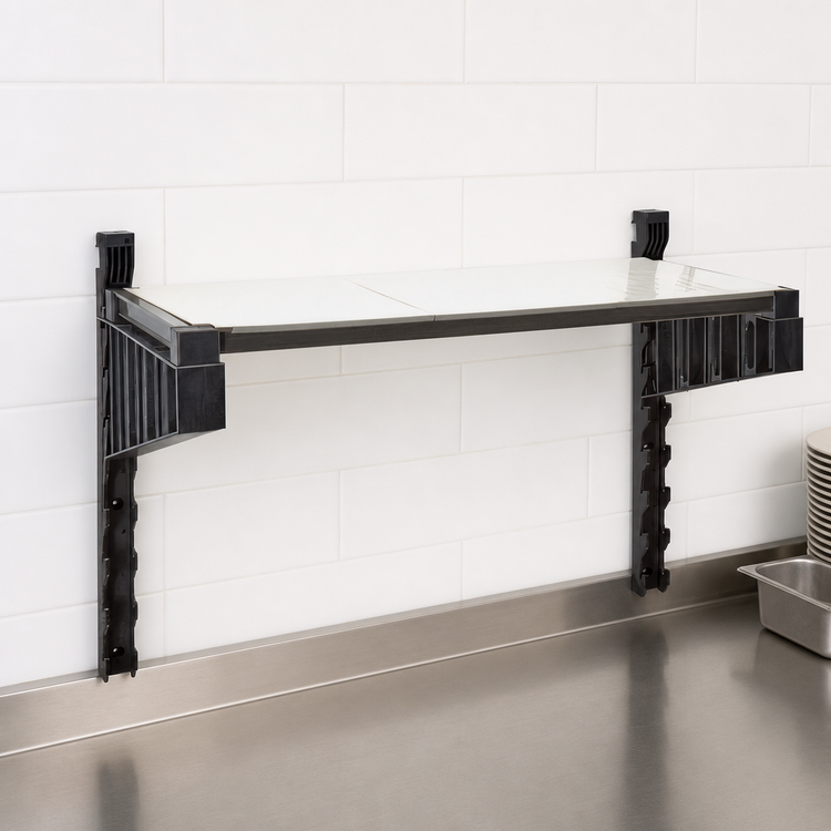Product image #3 for Cambro Camshelving® Elevation 24" x 42" Wall-Mounted Solid Shelf Kit with 15" Uprights, Brushed Graphite