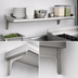 Thumbnail image #3 for Eagle Snap-n-Slide Commercial Wall Shelf, 36-Inch Wide x 12-Inch Deep, Rolled Front Edge, 16/430 Stainless Steel