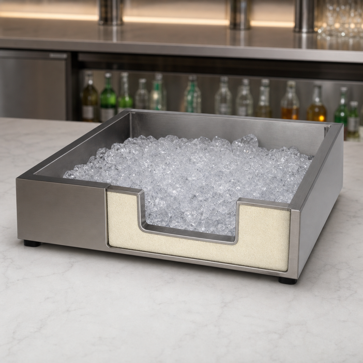 Product image #3 for Atlas Metal Countertop Marche Style Insulated Stainless Steel Ice Pan, 24 x 24 Inches