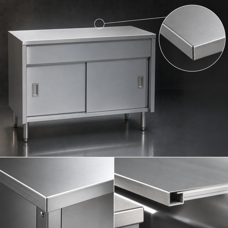 Product image #3 for Spec-Master 63-1/2-Inch Stainless Steel Solid Top Utility Station with Sliding Doors and Enclosed Base