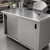 Thumbnail image #3 for Advance Tabco 96-Inch W x 36-Inch D Enclosed Work Table with Cabinet Base and Sliding Doors, 14-Gauge 304 Stainless Steel Top