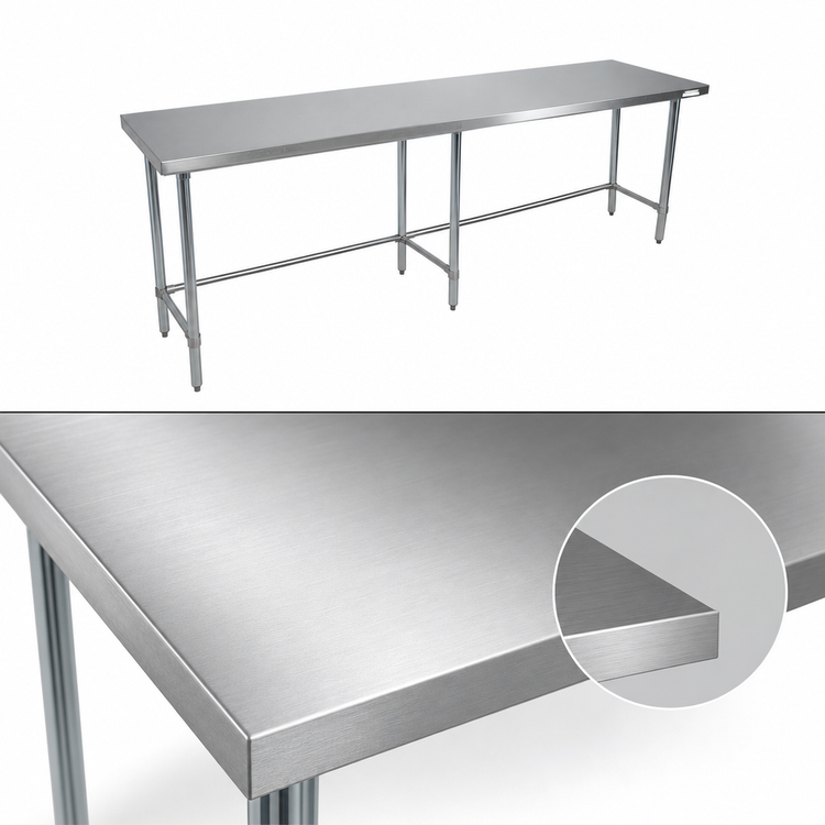 Product image #3 for BK Resources 84-Inch x 30-Inch Open Base Flat Top Stainless Steel Work Table