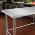 Thumbnail image #3 for Sapphire 60-Inch x 18-Inch 18-Gauge 430 Stainless Steel Flat Top Work Table with Beveled Square Edge and Open Base