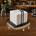 Thumbnail image #4 for American Metalcraft NHB66 Weighted Black 6 x 6 Inch Napkin Holder Case of 6