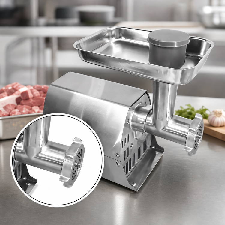 Product image #3 for Omcan #8 Countertop Electric Stainless Steel Meat Grinder, 0.4 HP, 120V