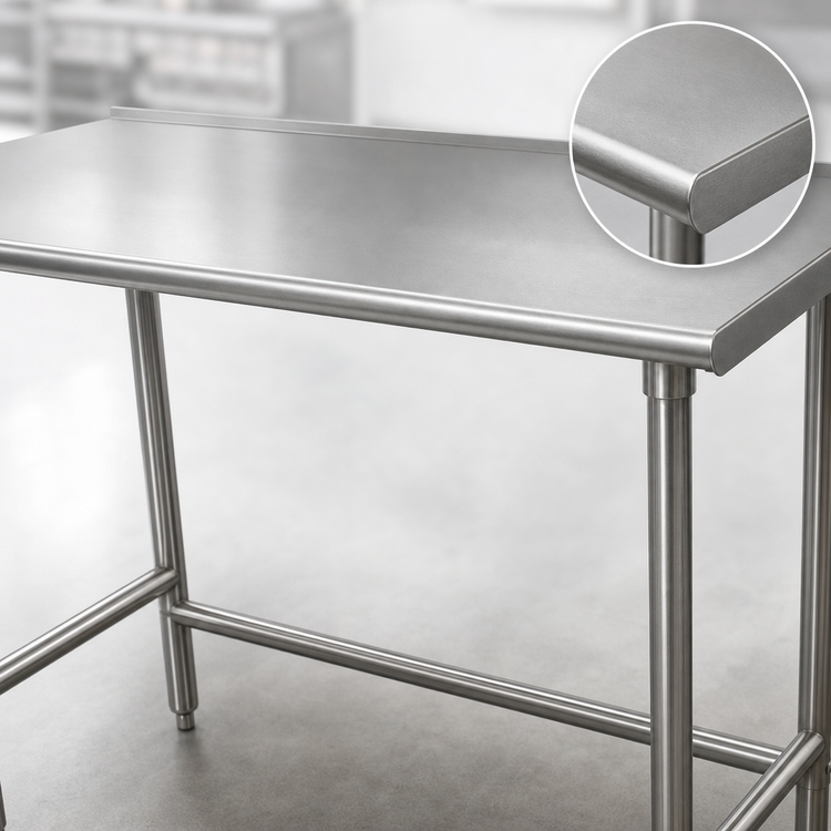 Product image #3 for Advance Tabco 60" x 36" 16-Gauge 304 Stainless Steel Open Base Work Table with 1-1/2" Rear Up-Turn